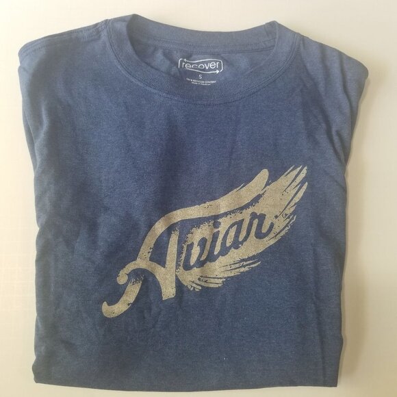 RECOVER Aviar Logo Recover T-Shirt (Short‎ Sleeve) 50-50 Blend Size S Color Blue - Picture 3 of 5